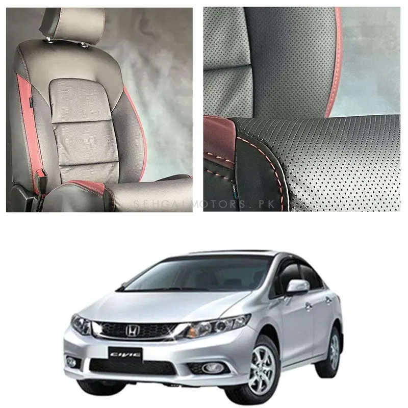 Honda Civic Breathable Black Red Seat Covers 2012 - 2016 1