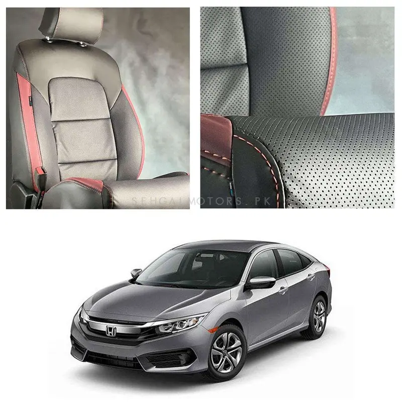 Honda Civic Breathable Black Red Seat Covers 2016 - 2021 1