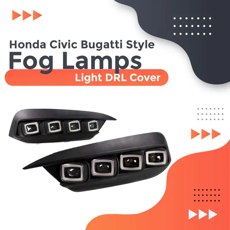 Honda Civic Bugatti Style Fog Lamps Light Drl Cover 2016 - 2021 1