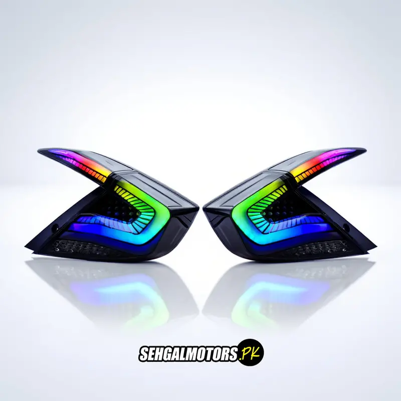 Honda Civic Cobra Rgb Style Lava Back Lamps Light Smoke White 2016 - 2021 2