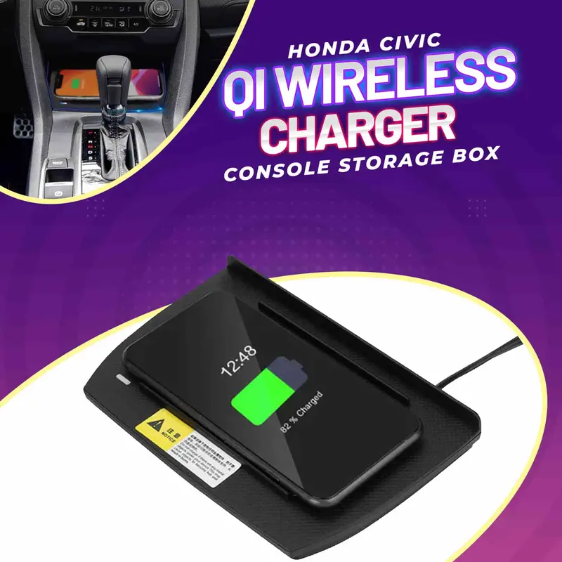 Honda Civic Console Storage Box Qi Wireless Charger 2016 - 2021 - Apple Mac Safe 1