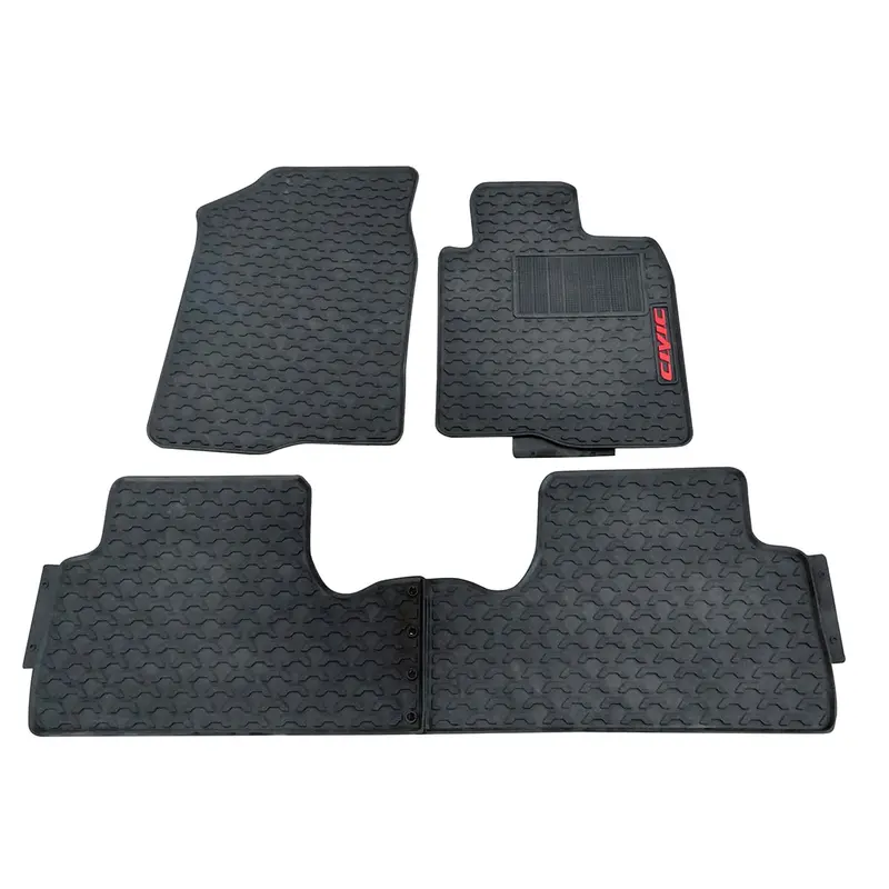 Honda Civic Custom Fit Pvc Rubber Floor Mat 3 Pcs 2016 - 2025 - Black Mix Design 2