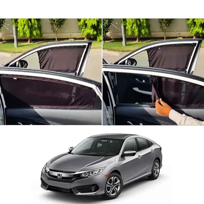 Honda Civic Custom Fit Retractable Curtains 2016 - 2021 - Sun Shade - Parda 1