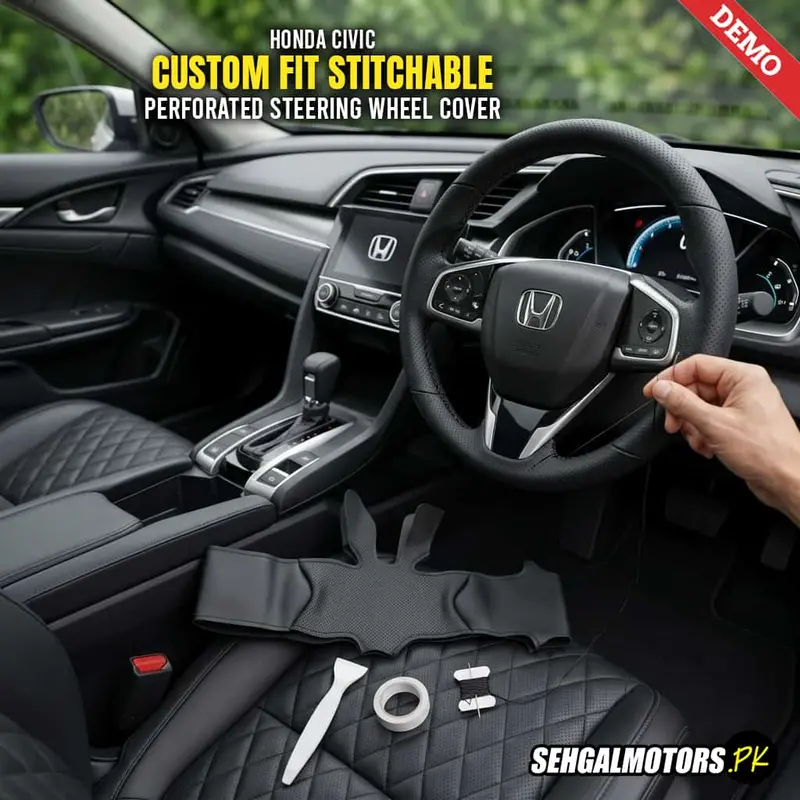 Honda Civic Custom Fit Stitchable Perforated Steering Wheel Cover 1
