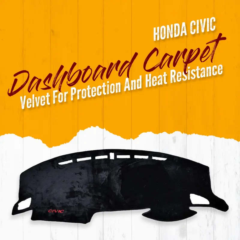 Honda Civic Dashboard Carpet Velvet Black 2016 - 2021 - For Protection And Heat Resistance 1