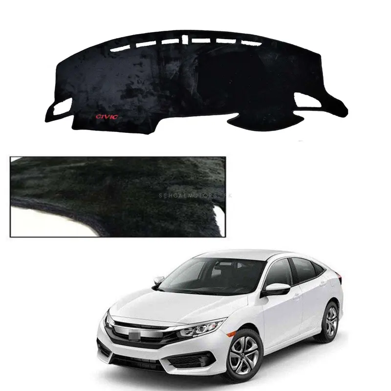 Honda Civic Dashboard Carpet Velvet Black 2016 - 2021 - For Protection And Heat Resistance 2