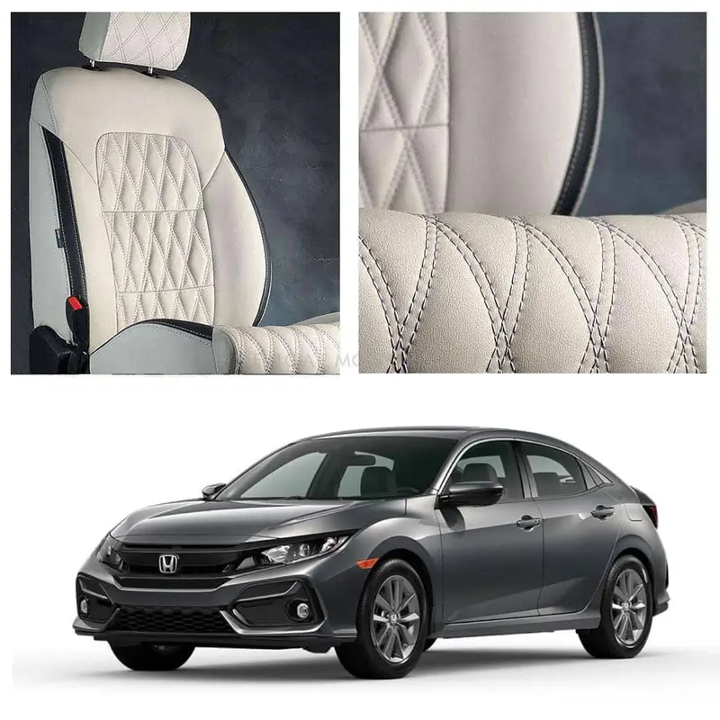 Honda Civic Diamond Cut Beige With Black Seat Cover 2016 - 2021 1
