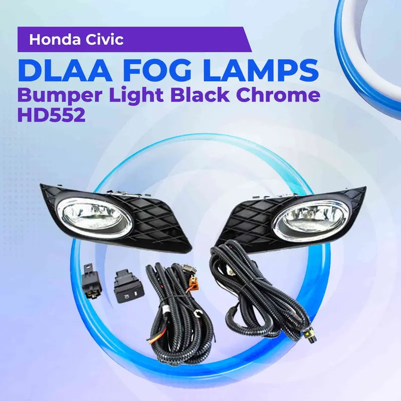 Honda Civic Dlaa Fog Lamps Bumper Light Black With Chrome 2012 - 2016 1