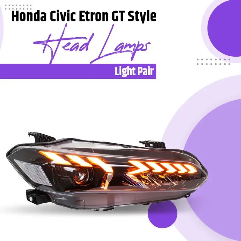Honda Civic Etron Gt Style Head Lamps Light Pair 1