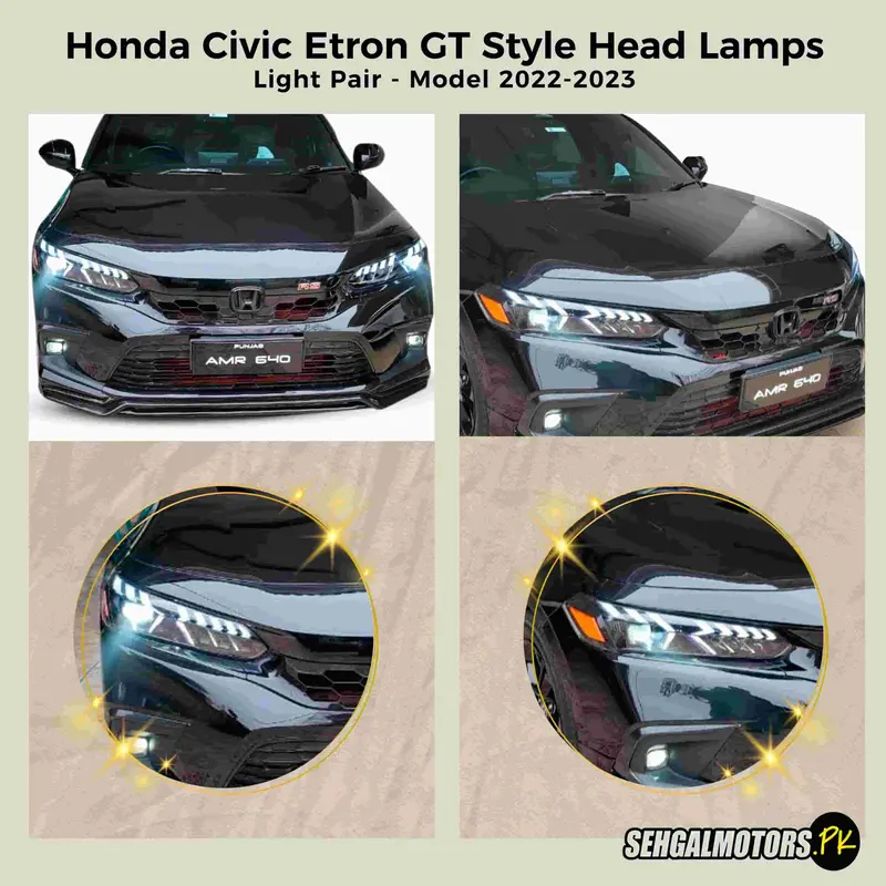 Honda Civic Etron Gt Style Head Lamps Light Pair 2