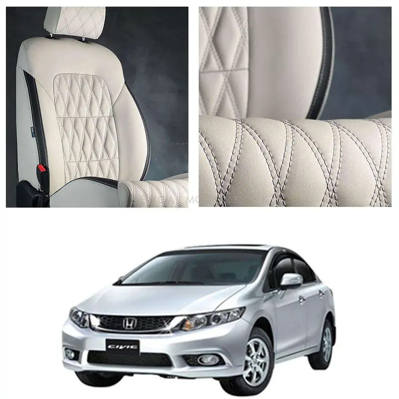 Honda Civic Ferrari Diamond Cut Beige Black Seat Covers 2012 - 2016 1