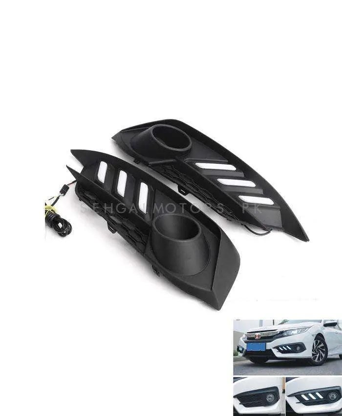 Honda Civic Fog Lamps Lights Drl Cover Mustang Style 2016 - 2021 2