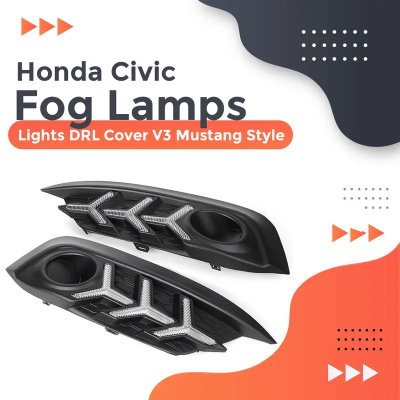 Honda Civic Fog Lamps Lights Drl Cover V3 Mustang Style 2016 - 2021 1