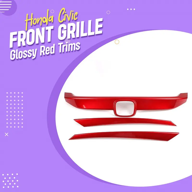Honda Civic Front Grille Glossy Red Trims 2016 - 2021 1