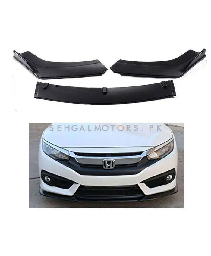 Honda Civic Front Splitter Abs Plastic Glossy Black 2016 - 2021 1