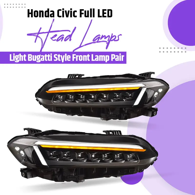 Honda Civic Full Led Head Lamps Light Bugatti Style Pair - - Front Lamp 1