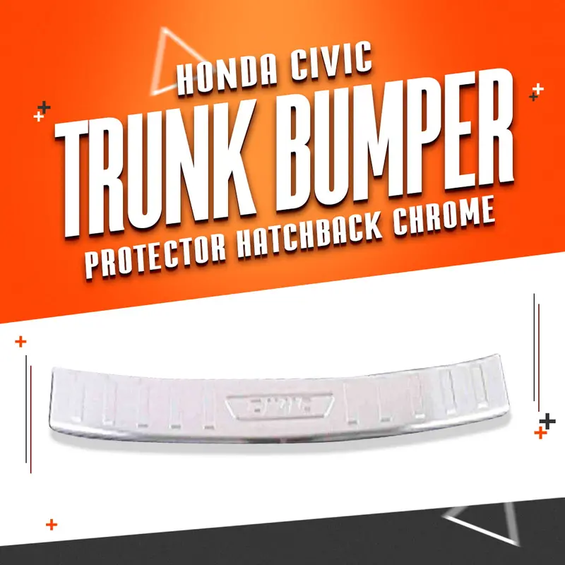 Honda Civic Hatchback Chrome Trunk Bumper Protector 2016 - 2021 - - With Red Sticker 1