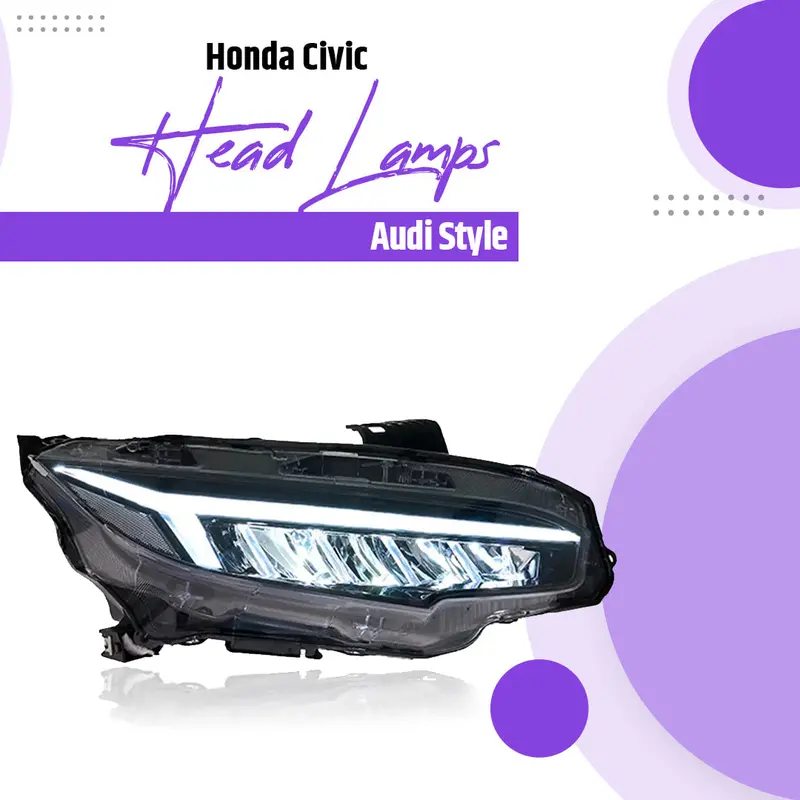 Honda Civic Head Lamps Audi Style Pair 2016 - 2021 2