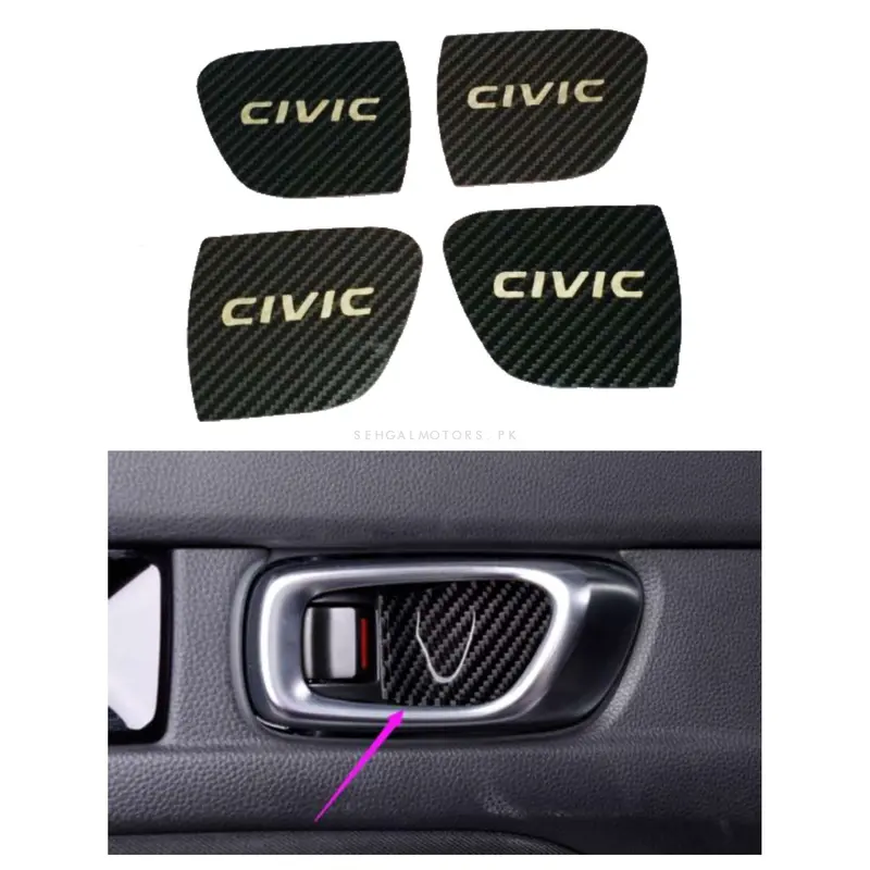 Honda Civic Inner Door Handle Bowl Protector Carbon Fiber 2022 - 2025 2