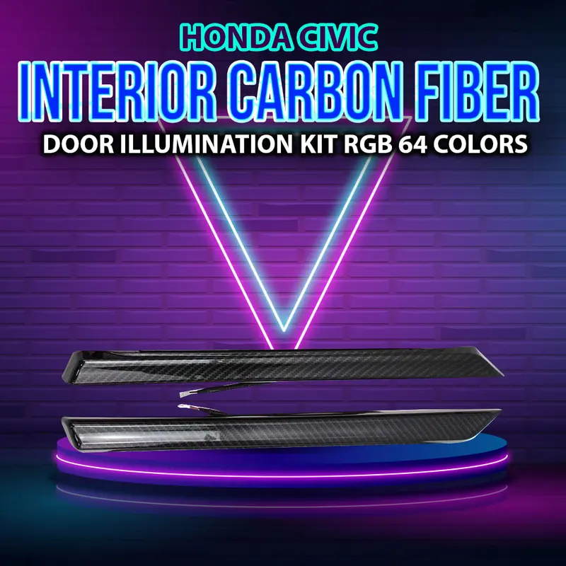 Honda Civic Interior Carbon Fiber Door Illumination Kit Rgb 64 Color 2016 - 2021 - 2016-2021 1