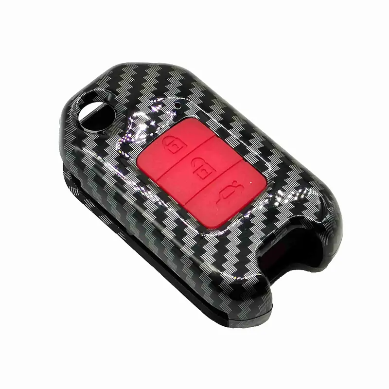 Honda Civic Jack Knife Plastic Key Cover 3 Buttons 2014 - 2016 - - Carbon Fiber With Red Pvc 2
