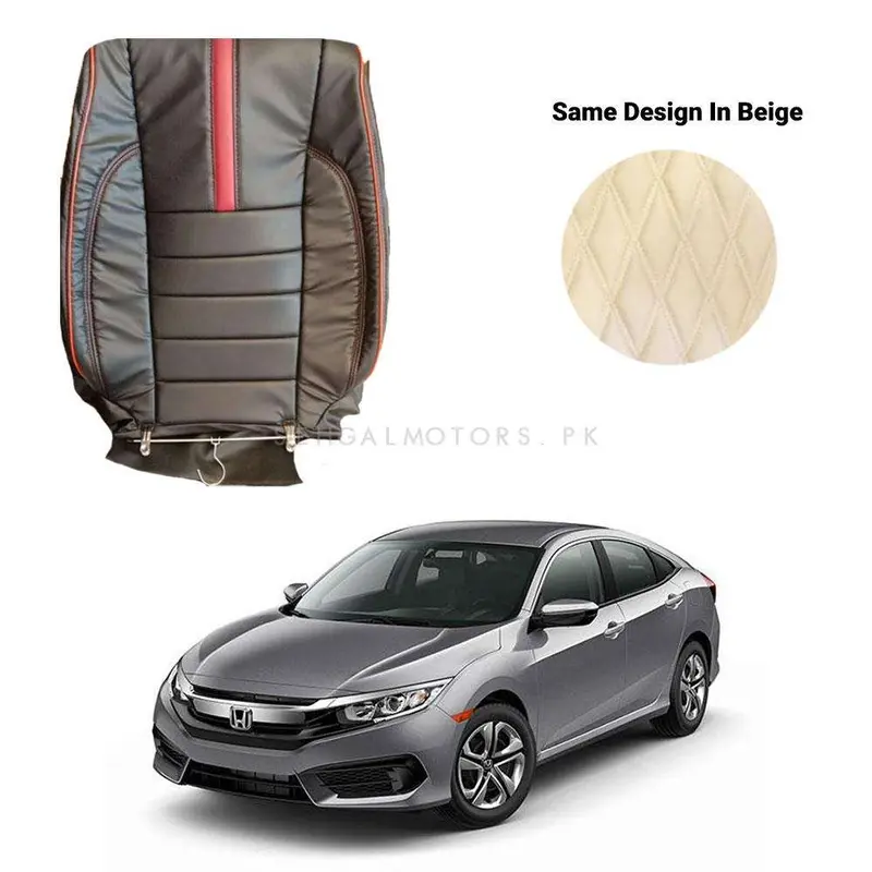 Honda Civic Japanese Rexine Seat Covers Type R Design Beige 2016 - 2021 1
