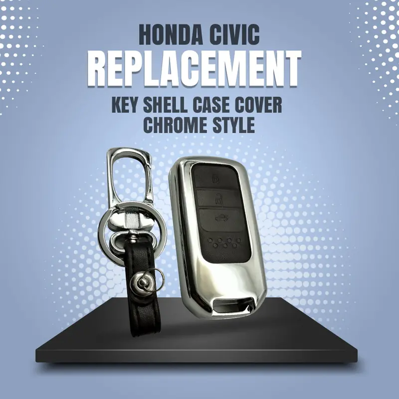 Honda Civic Key Shell Case Cover Chrome Style 2016 - 2021 - Replacement Casing 1