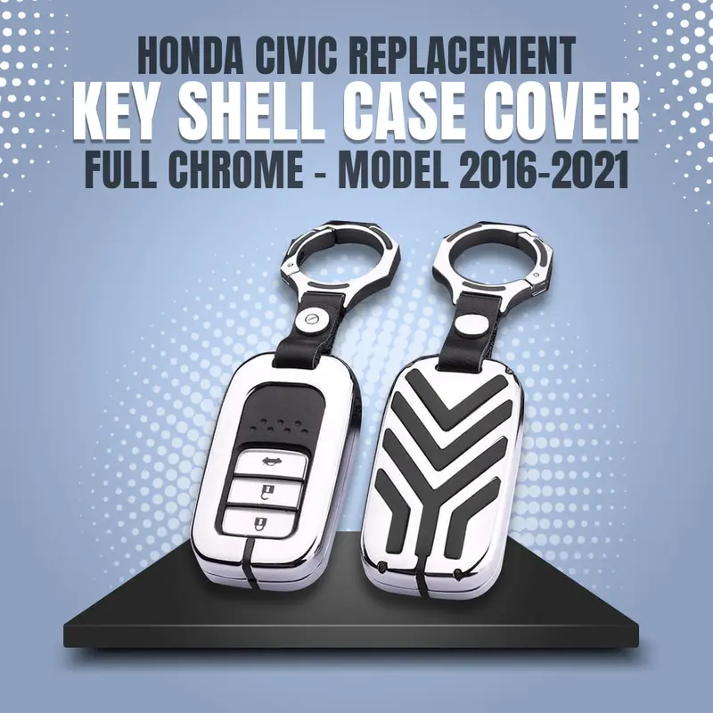 Honda Civic Key Shell Case Cover Full Chrome 2016 - 2021 - Replacement Casing 1
