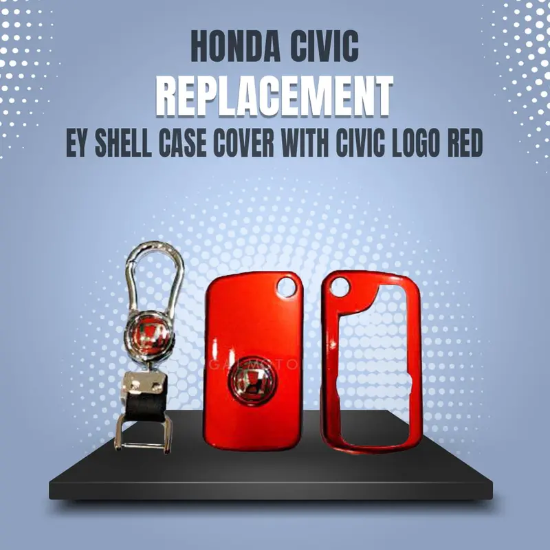 Honda Civic Key Shell Case Cover Red With Civic Logo 2006 - 2021 - Replacement Casing 1
