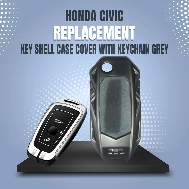 Honda Civic Key Shell Case Cover With Keychain Grey 2006 - 2012 - Replacement Casing 1