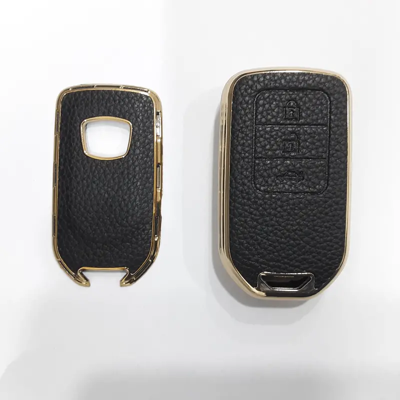 Honda Civic Leather Tpu Car Key Covers (Black & Brown) 3
