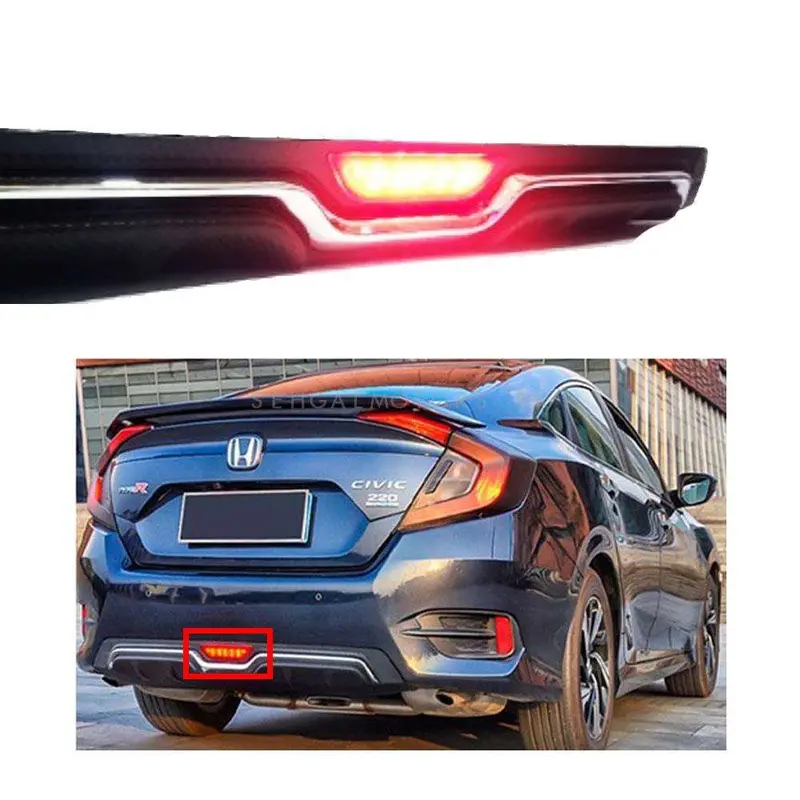 Honda Civic Led Brake Lamp For Carbon Fiber Diffuser 2016 - 2021 2