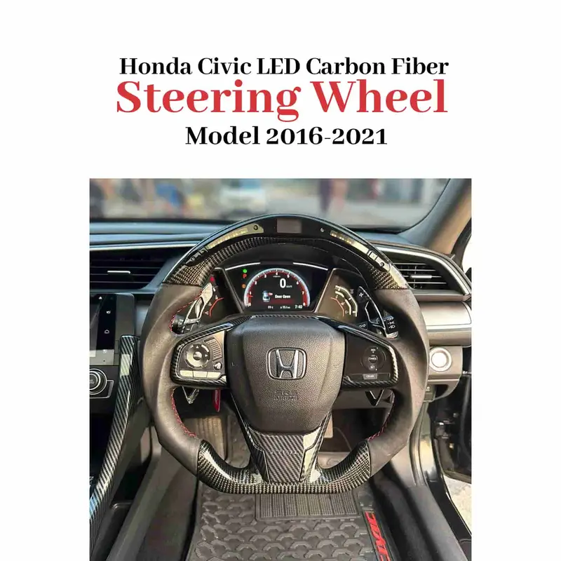 Honda Civic Led Carbon Fiber Steering Wheel 2016 - 2021 1