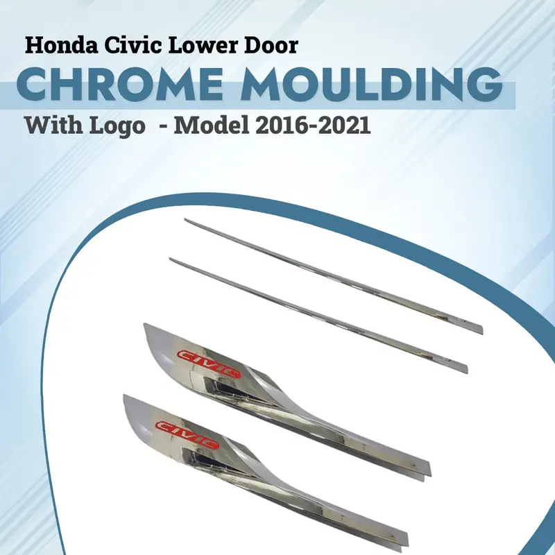 Honda Civic Lower Door Chrome Moulding With Logo 2016 - 2021 - - Ma00922/923 1