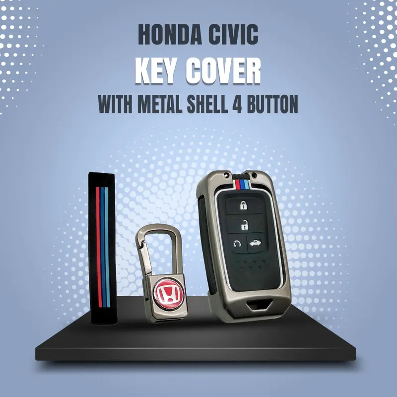 Honda Civic Metal Key Shell Case Cover With 4 Button 2016 - 2021 1