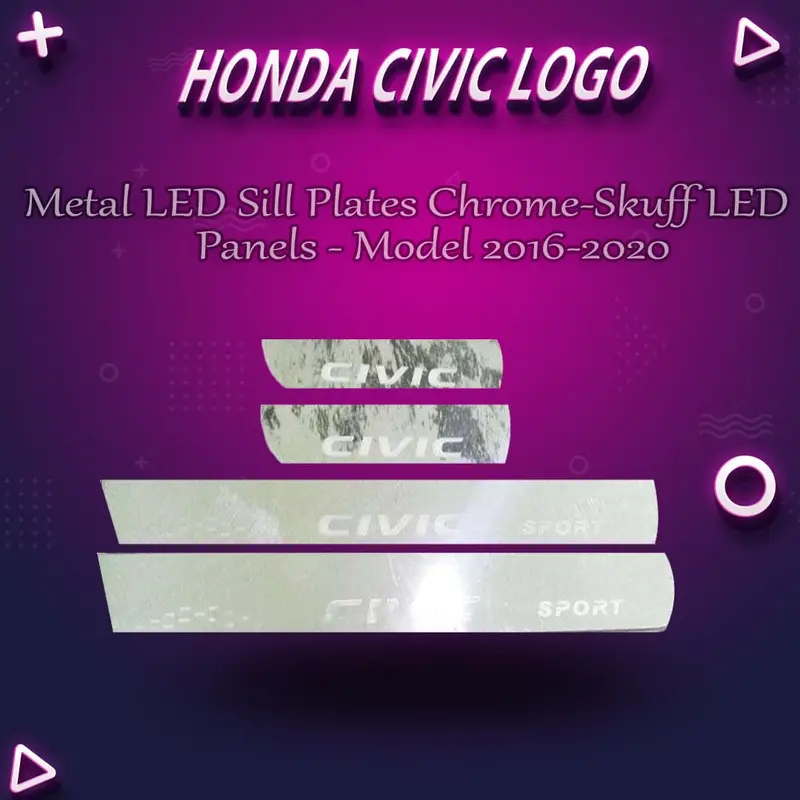 Honda Civic Metal Led Sill Plates Chrome 2016 - 2021 1