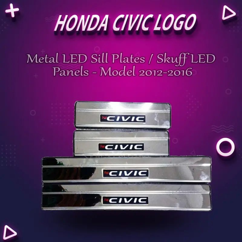 Honda Civic Metal Led Sill Plates / Skuff Led Panels 2012 - 2016 1