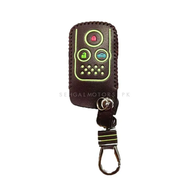 Honda Civic Odyssey Leather Key Cover 3 Button Glow In Dark - - With Key Chain Ring Black 2