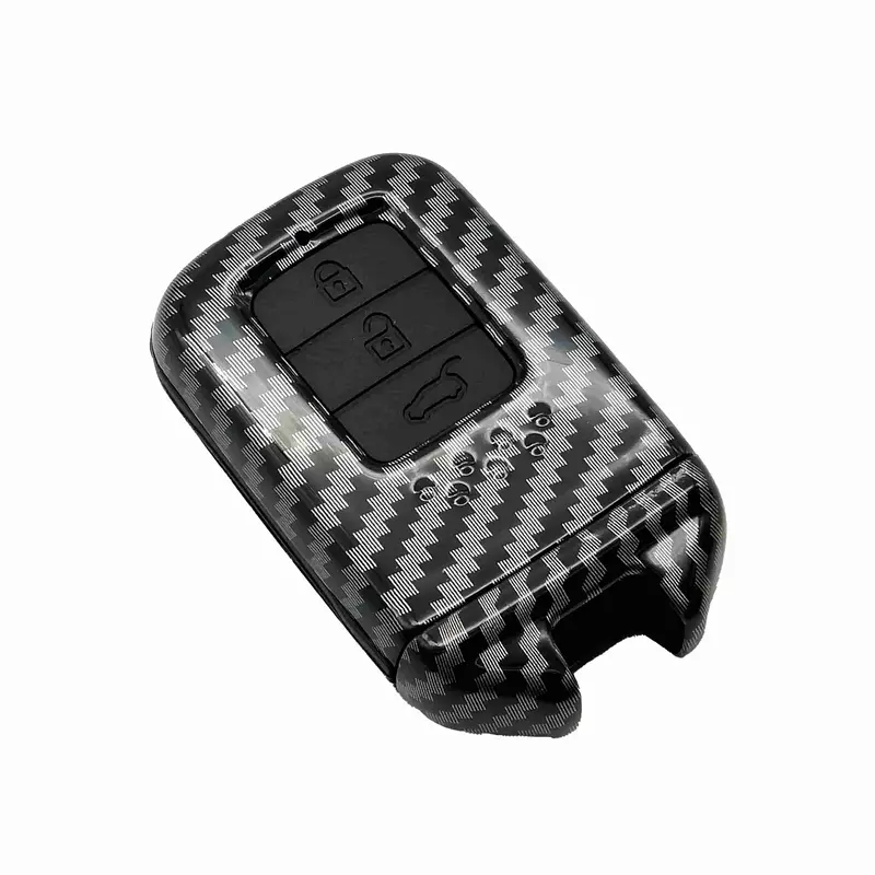 Honda Civic Plastic Key Cover 3 Buttons 2016 - 2021 - - Carbon Fiber With Black Pvc 2