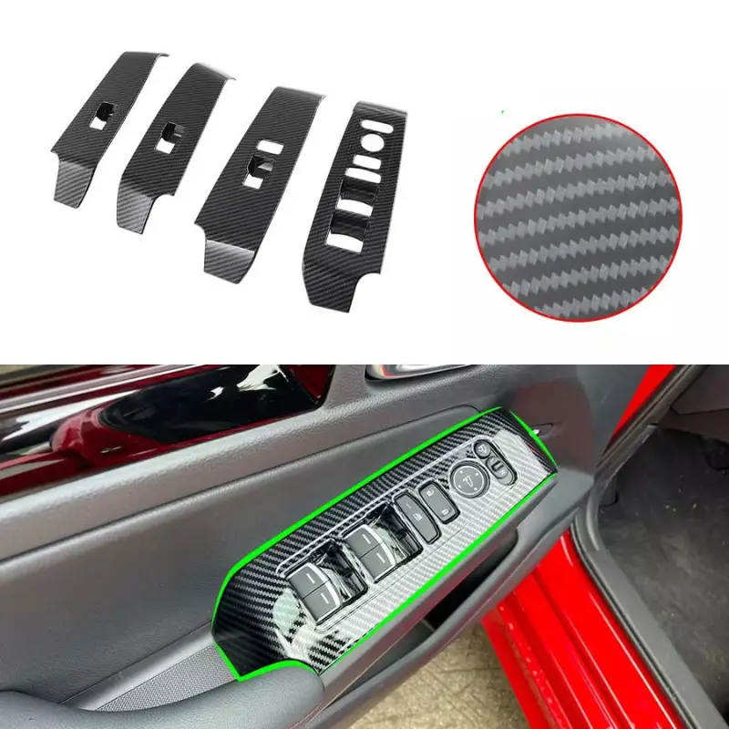 Honda Civic Power Window Trim Carbon Fiber Model 2022-2024 1