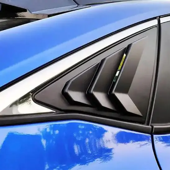 Honda Civic Quarter Glass Rack Lamborghini Style Louver Vents - Glossy Black Pair 2016-2021 2