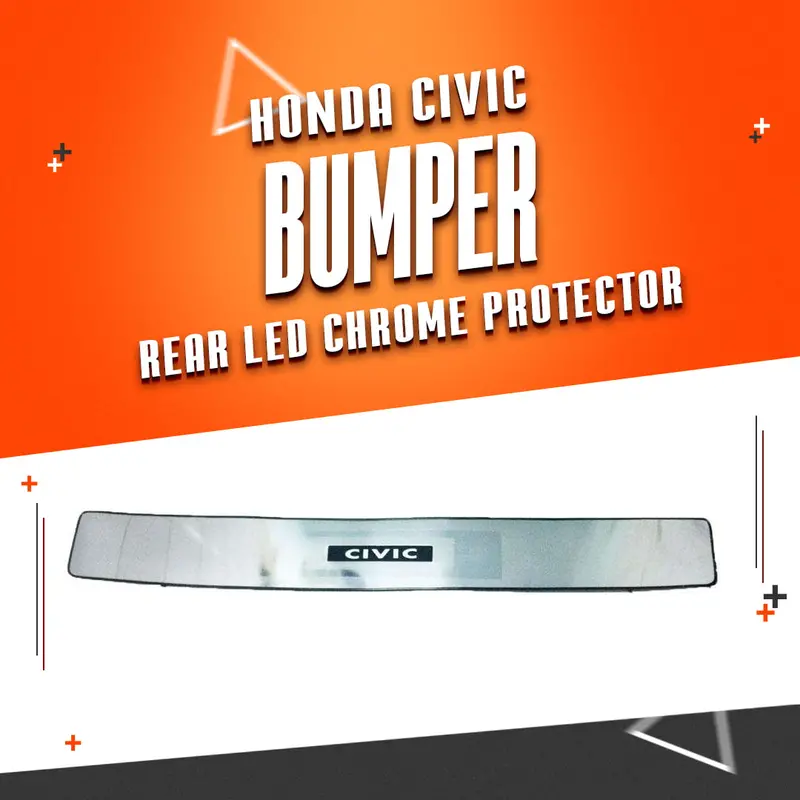 Honda Civic Rear Led Chrome Bumper Protector 2016 - 2021 1
