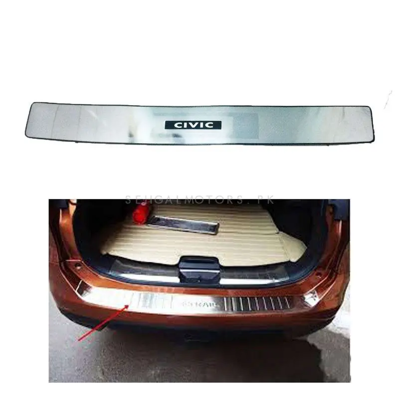 Honda Civic Rear Led Chrome Bumper Protector 2016 - 2021 2