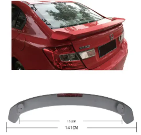 Honda Civic Rear Trunk Spoiler With Led Brake Light Plastic 2013 - 2015 - V2 Hd-016 1