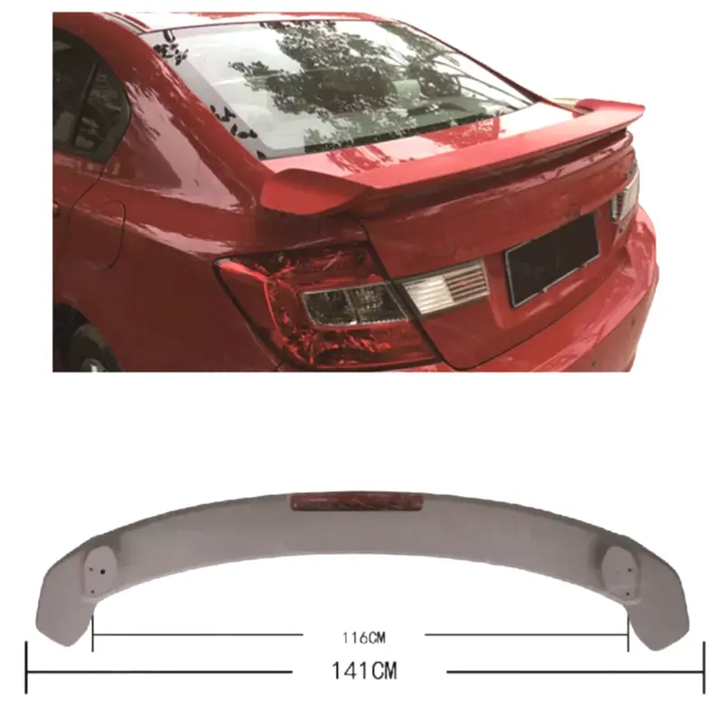 Honda Civic Rear Trunk Spoiler With Led Brake Light Plastic 2013 - 2015 - V2 Hd-016 2