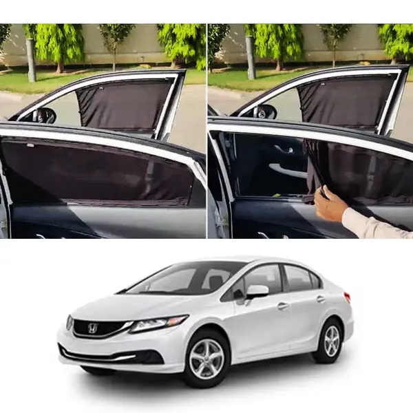 Honda Civic Rebirth Custom Fit Retractable Curtains 2013 - 2015 - Sun Shade - Parda 1