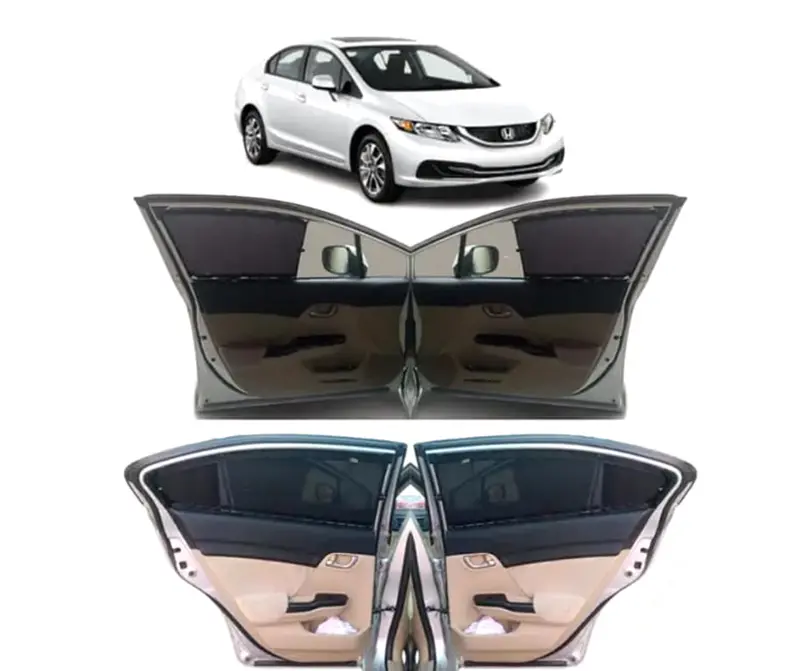 Honda Civic Rebirth Custom Fit Retractable Curtains 2013 - 2015 - Sun Shade - Parda 2