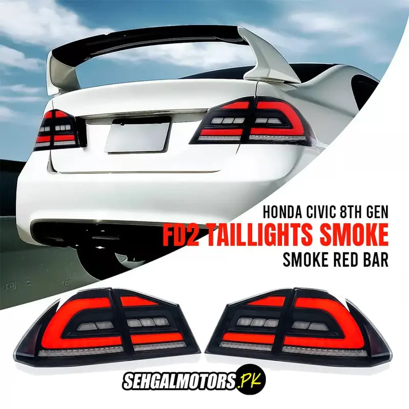 Honda Civic Reborn Back Lamps Lights Fd2 Smoke Red Bar Pair 2006 - 2012 1