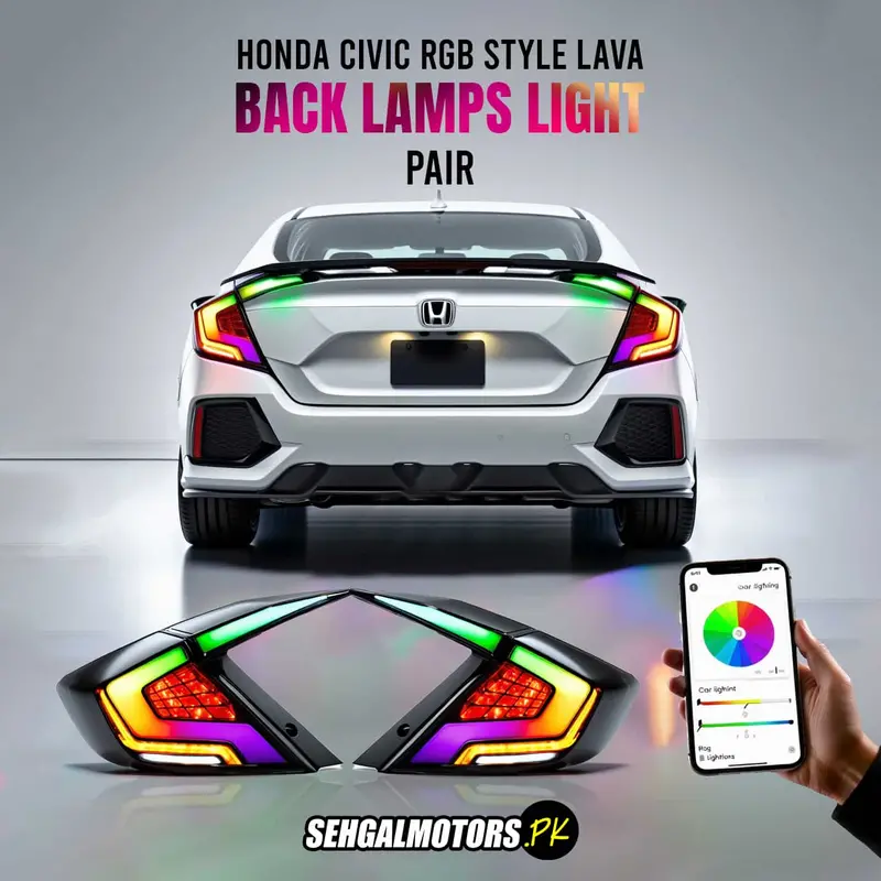 Honda Civic Rgb Style Lava Back Lamps Light Pair 2016 - 2021 1