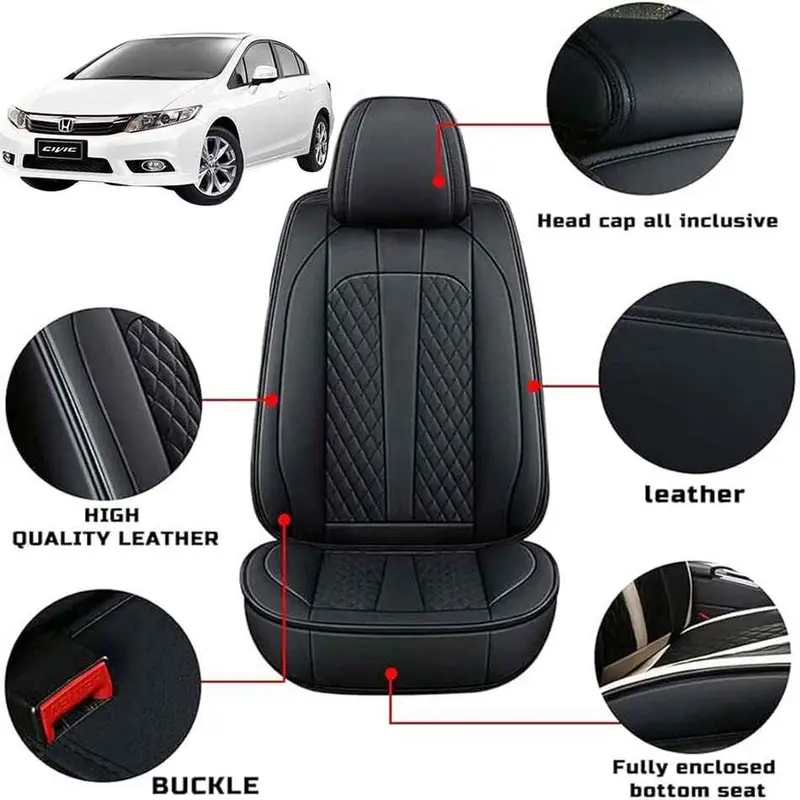 Honda Civic Seat Cover Japanese Leather Black Model 2012-2016 1